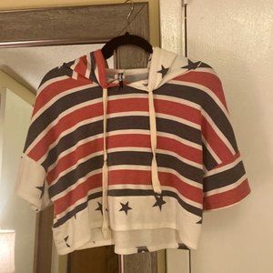 Womens Ktoo cropped red, white and blue shirt - size large